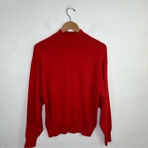 Rodier France Vintage Red Mock Turtle Neck Wool Blend Sweater Size Medium